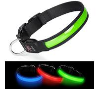 Benxdara Light Up Dog Collar USB Rechargeable, Adjustable LED Dog Collar with 3 Lighting Modes for Small Medium Large Dogs Walking for the Dark Safely - Light Green - L