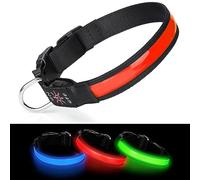 Benxdara Light Up Dog Collar USB Rechargeable, Adjustable LED Dog Collar with 3 Lighting Modes for Small Medium Large Dogs Walking for the Dark Safely - Red - S