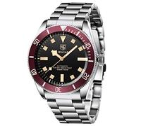 BENYAR 5179 Men's Automatic Mechanical Watch Rotatable Aluminium Bezel Stainless Steel Strap Waterproof Luminous Casual Self-Winding Wrsitwatches (RED)