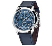 Benyar Men's Analog Quartz Watch Chronograph 50M Waterproof Luminous Date Casual Stylish Gift for Men, Blue, Strap