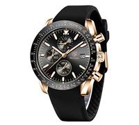 BENYAR Men's Analogue Chronograph Quartz Watch 30M Waterproof Luminous Date Display Casual Watch Sport Leather Watch (Gold/Black)