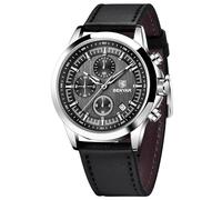 Benyar Men's Analogue Quartz Chronograph Watch, 50m Waterproof, Luminous Date, Classic Elegant Gift for Men, Black, Strap
