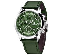 Benyar Men's Watch Analogue Quartz Chronograph Men's 50 m Waterproof Luminous Date Casual Classic Elegant Watches Men, Green, Strap.