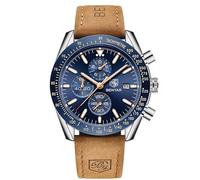 BENYAR Mens Watches Quartz Movement Chronograph Leather Strap Fashion Business Sport Design 30M Waterproof Scratch Resistant Wristwatch Elegant Watch Gifts for Men