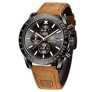 BENYAR Men's Watches Waterproof Chronograph Luminous Classic Watches Stainless Steel Strap Large Dial Date Analogue and Anti-Scratch Elegant Gift, Black, Strap