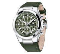 BENYAR Quartz Movement Chronograph 30 m Waterproof Luminous Date Classic Leather Strap Men's Watches(Silver Green)