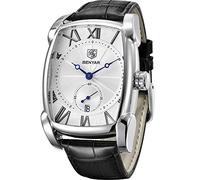 BENYAR Rectangle Wrist Watch for Men with Leather Strap, Men's Retro Fashion Casual Classic Watches Perfect Gifts for Friend, G Black White, fashion