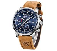 BENYAR Wrist Watches for Men Chronograph Quartz Movement Business Military Sport Watch Leather Strap 30M Waterproof Stylish Mens Gift