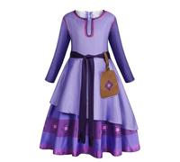Benylion Asha Costume for Girls Asha Cosplay Dress up Christmas Halloween Costume Princess Asha Dress up for Girls Asha Fancy Dress World Book Day Wish Asha Cosplay Costume 9-10 Years(Purple,150)