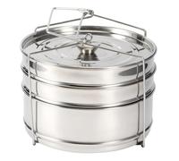 Benytro 3 Tier Steamer Pot, 304 Stainless Steel Stackable Steamer Insert | 4L Capacity, For Pressure Cooker Use, Side Handles, Dishwasher Safe, Steams Vegetables Dumplings Rice, Reheats Leftovers