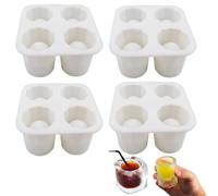 Benytro 4 Pack Ice Cube Tray, Cylinder Ice Molds for Cocktails, White | Thermoplastic Rubber Food Safe, Doubles As Succulent Planter Mould, Easy Release, Simple To Clean, Compact For Home Party