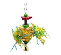 Benytro Bird Shredder Toy, Hanging Foraging Chew Toy for Parrots | Pure Vine And Wood Chips, 8.27 In Length, For Parakeets And Cockatiels, Random Paper Strip Colors
