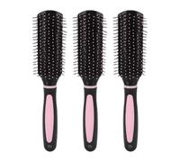 Benytro Detangling Hair Brush, Pink, 3 Pack | Rounded Bead Teeth, Scalp Massage, Hanging Hole, Curved Handle, PP Material, 9.25 x 1.57 In