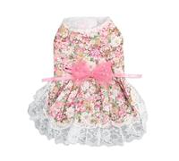 Benytro Dog Dress Floral Lace Puppy Dress with Bowknot for Party, Size L | Soft Breathable, Hook And Loop Closure, Back 14.2 Inch, Chest 17.7-19.7 Inch, Fits 6.5-8 Kg, For Wedding Birthday Daily