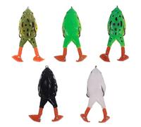 Benytro Floating Frog Lures, Weedless Double Propeller Legs, 5 Count | Thickened PVC Skin, 9 Cm Length, 3.5 Cm Width, 12 G Weight, Bass Snakehead Pike, Grass Cover Fishing