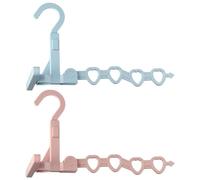 Benytro Folding Clothes Drying Rack with 5 Holes, 2pcs Heart Style Cute Cloth Hangers, Portable Laundry Room Hanging Rack for Travel Camping, Home Reusable Drying Holders(Pink/Blue)