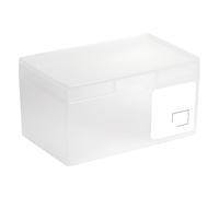 Benytro PP Card Storage Box with Lid, Business Card Holder Desk Organizer | Fits Dormitory Desks, Holds Trading Cards, Credit Cards, Index Cards, 15.5x9.8x8.2cm, 197g, White