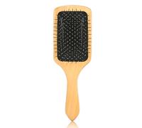 Benytro Scalp Massage Comb Wood Handle Steel Bristle Air Cushion Hair Comb | Curved Comfort Grip Handle, Promotes Blood Circulation, Relieves Scalp Pressure, Gentle Detangling, Durable Build, 9.8 X 3.1