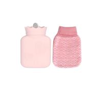 Benytro Silicone Hot Water Bottle Knitted Cover Fillable Hand Warmer Pink | 22mm Screw Cap, PC PA Body, 195g Portable, 10.5x5x15.8cm, Microwave 1500W 3 Min, Fill 3/4 At 90 C, Adult Supervision Under 12