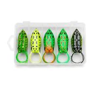 Benytro Topwater Frog Lures, 5Pcs Weedless Soft Baits with Storage Box | 5.5Cm Body Length, 12G Each, PVC Build, Freshwater Fishing, Bass Pike Snakehead