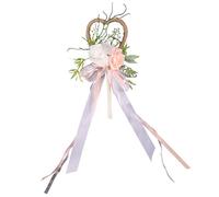 Benytro White Wedding Flower Girl Wand Handmade Fairy Wands for Woodland Wedding Bridal Shower Magic Floral Wand with Heart Silk Ribbon in Gift Box for Wedding Bridal Shower Birthday Party (Pink)