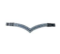 BENZ EQUESTRIAN Aqua Blue Crystal V-Shaped Horse Browband 14" in Brown Leather for Equestrian Purpose (Pony/Small, Brown)