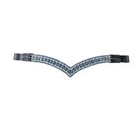 Benz Equestrian Aqua Blue Crystal V-Shaped Horse Browband 15" in Black Leather for Equestrian Purpose (Cob/Medium , Black)