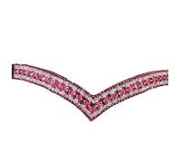 BENZ EQUESTRIAN Fuchsia Pink Crystal V-Shaped Horse Browband in Brown Leather (Full/Large, Brown)