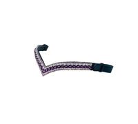BENZ EQUESTRIAN Horse Browband, Amethyst Purple Plum Lavender Silver Clear Crystal V-Shaped Browband in Brown Leather for Equestrian Purpose (XFULL)