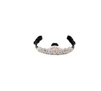 BENZ EQUESTRIAN Peach Pink Crystal Tiara Horse Browband in Black Leather (Cob/Medium, Black)