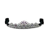 BENZ EQUESTRIAN Peach Pink Crystal Tiara Horse Browband in Black Leather (Extra-Full/Extra-Large, Black)