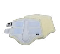 Benz Equestrian White Faux Leather Brushing Boots for Horse with Fleece Lining and Equestrian Purpose (Extra-Full/Extra-Large, White)