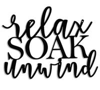 Benziso Metal Bathroom Wall Art Relax Soak Unwind Signs Black Wall Decor Modern Script Bathroom Decor for Spa Guest Room or Relaxation