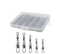 Beoccudo 210pcs Barrel Swivels with Snaps, Fishing Swivels Saltwater Freshwater Snap Connector