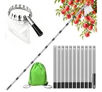 Beojonvy Apple Picker, Fruit Picker with Telescopic Handle, 4.2 m Fruit Picker Telescopic with Lightweight Stainless Steel Telescopic Stake and Cotton Bag, The Harvest Harvest Apple Pear Peach etc