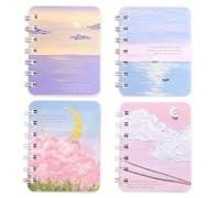 Beojonvy Pack of 4 Small Notepad, A7 Portable, Mini Notebook, Pocketbook, Diary Memo for Writing, School, Office, Travel, 160 Pages, 8 x 10 cm
