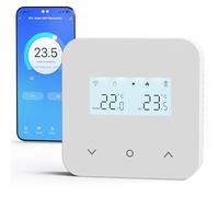 Beok Combi Boiler Thermostat 2 Wire, Wired Thermostat Battery Powered, Room Heating Thermostat Digital Temperature Controller Wall, Remotely Controlled via WiFi with Voice Control Support, White