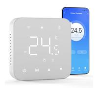 Beok WiFi Thermostat for Combi Boiler, Tuya Smart Room Thermostat Digital Heating Controller LED Display Compatible with Alexa Google Assistant, Battery Operated, Surface Mount BOT-R3W-WIFI White