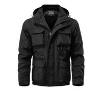 Beokeuioe Cargo Jacket Military Outdoor Jacket Windproof Field Jacket with Many Pockets Transition Jacket Men's Stand-Up Collar Trucker Jacket Removable Sleeves Work Jacket Cotton Aviator Jacket,