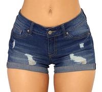 Beokeuioe Denim Shorts High Waist Jeans Shorts Women's Stretch Ripped Shorts Women's Summer Destroyed Sexy Denim Shorts Slim Fit Denim Bermuda Hotpants Beach Shorts, A4 blue, M