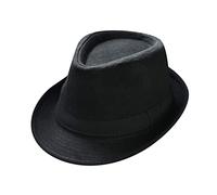Beokeuioe Fedora Hat Men's / Women's Felt Hat Men's Panama Hat Winter Jazz Hat with Band Fedora Hat Fashion Felt Gangster Hats Man and Women Trilby Snap Wide Brim Vintage Hat, B Black, M