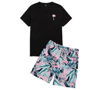 Beokeuioe Funny T-Shirt + Shorts Men's Pyjamas Short Shorty Pyjamas Cotton Summer Pyjama Set Loungewear for Men Pyjamas Two Piece Sleepwear Sleepwear Sleepwear, A1 RED, M