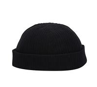 Beokeuioe Kord Skull Cap Everyday Hat Beanie Hat Worker Hat Men's Docker Hat Sailor Hat Harbour Hat Biker Cap Rolled Edge Hat Headwear Sailor Cap Without Visor, black, L