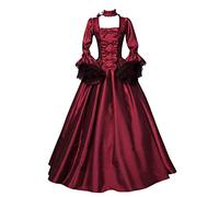 Beokeuioe Lace Embroidery Retro Costume Festive Dresses Women's Medieval Gothic Dress Women's Renaissance Dress Prom Gown Gothic Medieval Queen Victorian Lace Dresses, red, 5X-Large