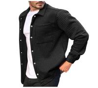 Beokeuioe Long Sleeve Shirt Jacket, Lightweight Men's Checked Shirt with Chest Pockets and Button Placket, Transition Jacket for Men, Summer Jacket, Men's Jacket, Slim Casual Jacket, Long Sleeve