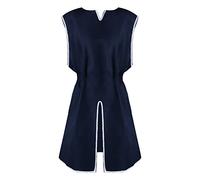 Beokeuioe Men's Medieval Tunic Short Sleeve V-Neck Hem Robe Retro Shirt Casual Blouses Medieval Knight Tunic Costume Cosplay Cotton Medieval Gown, A Marine (without belt), L