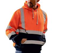 Beokeuioe Men's Running Suit with Safety Reflective Stripes Clockwork Orange Blouse Luminous High Visibility Vest Hoodie Work Wear High Visibility Sweatshirt 7XL, A1 ORANGE, XXXXXL