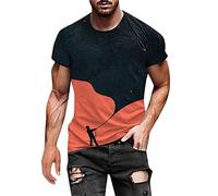 Beokeuioe Men's Tee Neon Summer T-Shirt Crew Neck Tops Crew Neck Short Sleeve Shirt Cotton T-Shirt Men Rainbow Colour T-Shirt Tops Men's 3D Print T-Shirt Vintage, A1 ORANGE, L
