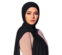 Beokeuioe Modern Headscarves Soft Jersey, Hijab Headscarf for Women, Women Scarf Dresses, Muslim Dress, Turkish Islamic Premium Prayer Headscarf, Umrah Gift Hijab, black, L