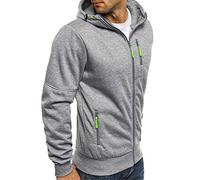 Beokeuioe Oversized Hoodie Sweatshirt Men's Long Winter Jacket Casual Transition Jacket Autumn and Winter Hooded Jacket Outdoor Jacket Windproof Oversize Coat with Zip and Pocket Windbreaker, gray,